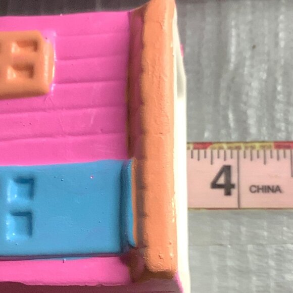 Vtg Earthenware House Salt Pepper Shakers Neon Bright Colors Unused In Box 1988 - Picture 9 of 10